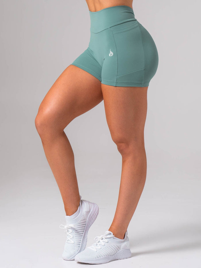 NKD V Scrunch Pocket Shorts - Aquamarine Clothing Ryderwear