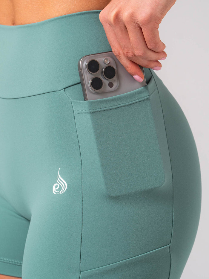 NKD V Scrunch Pocket Shorts - Aquamarine Clothing Ryderwear