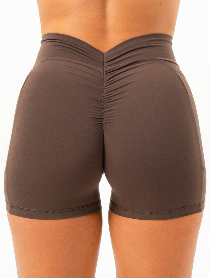 NKD V Scrunch Pocket Shorts - Espresso Clothing Ryderwear