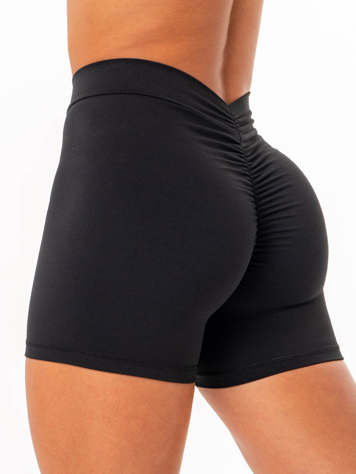 NKD V Scrunch Shorts - Black Clothing Ryderwear