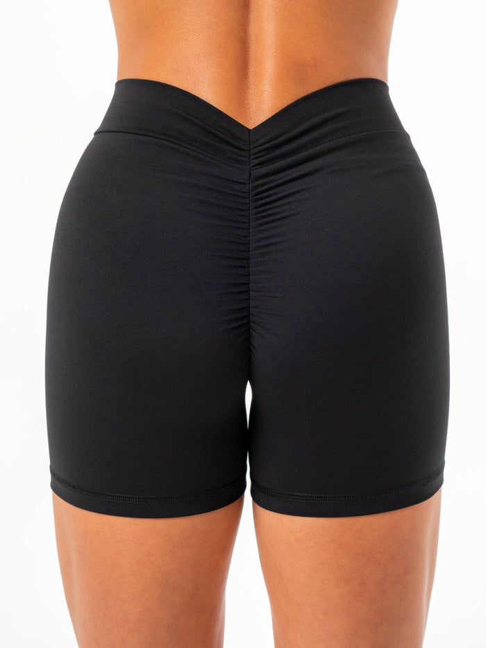 NKD V Scrunch Shorts - Black Clothing Ryderwear