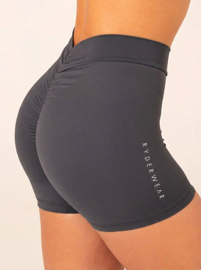 NKD V Scrunch Shorts - Charcoal Clothing Ryderwear