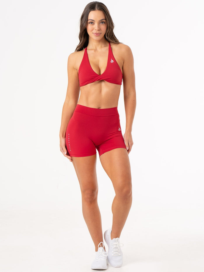 NKD V Scrunch Shorts - Cherry Red Clothing Ryderwear