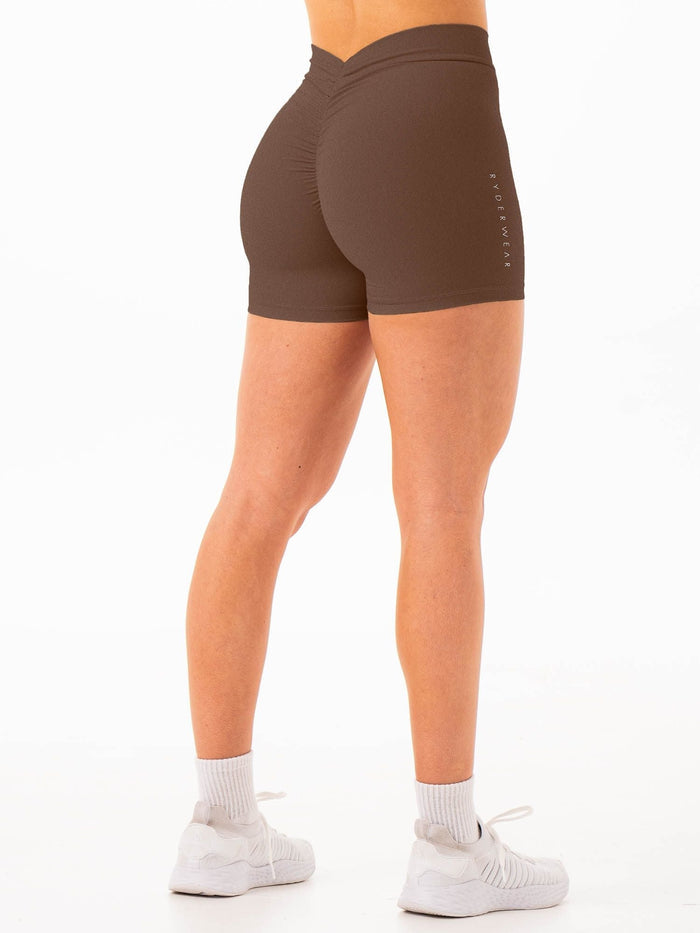 NKD V Scrunch Shorts - Espresso Clothing Ryderwear