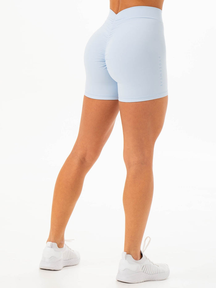 NKD V Scrunch Shorts - Sky Blue Clothing Ryderwear