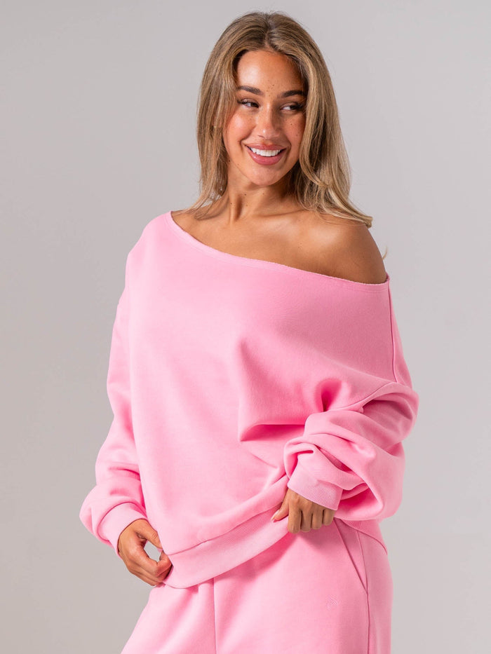 Off The Shoulder Sweater - Bubblegum Clothing Ryderwear