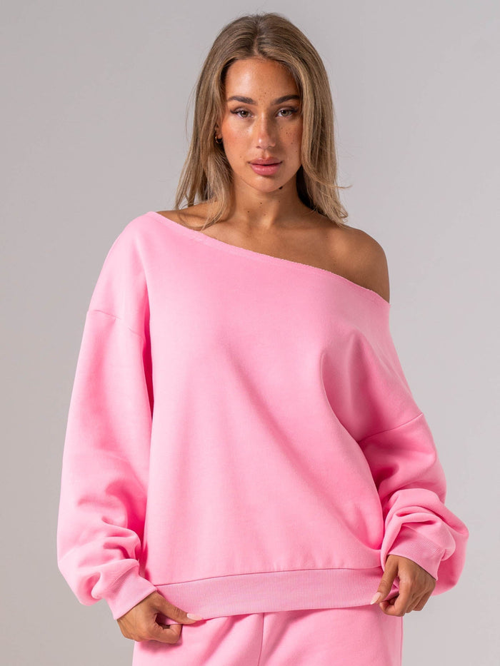 Off The Shoulder Sweater - Bubblegum Clothing Ryderwear