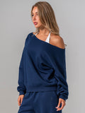 Off The Shoulder Sweater - Navy Clothing Ryderwear