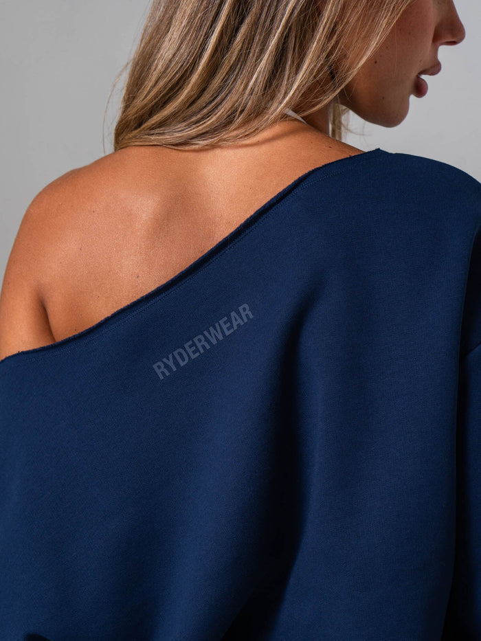 Off The Shoulder Sweater - Navy Clothing Ryderwear