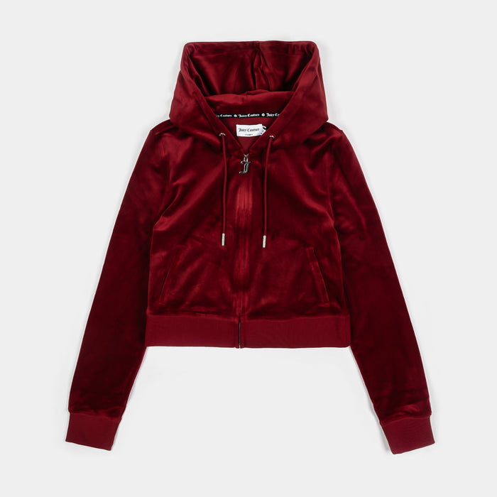 OG Big Bling Velour Full Zip Womens Hoodie (Red Dahlia)