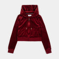 OG Big Bling Velour Full Zip Womens Hoodie (Red Dahlia)