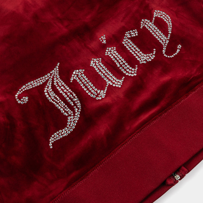 OG Big Bling Velour Full Zip Womens Hoodie (Red Dahlia)