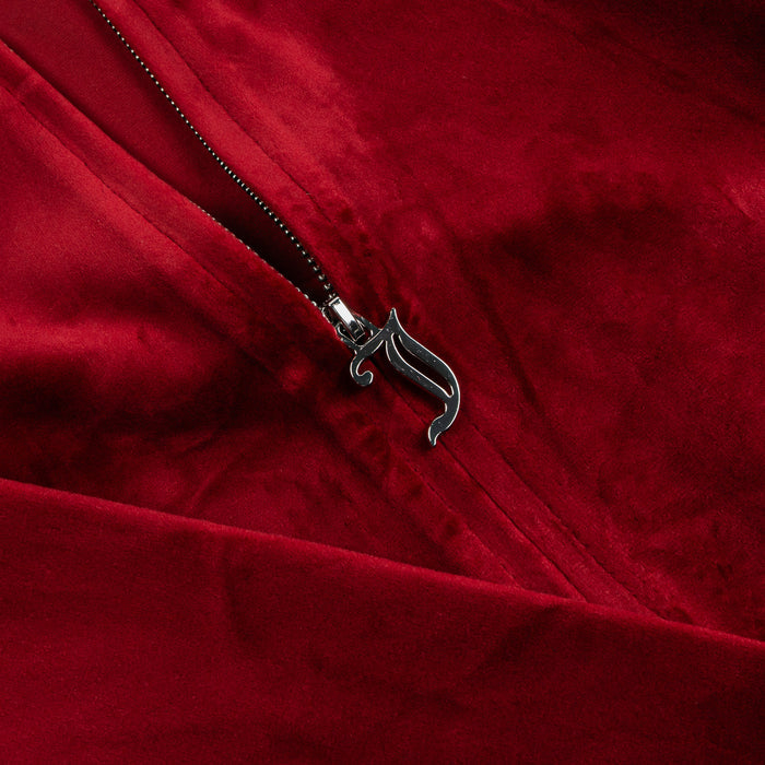 OG Big Bling Velour Full Zip Womens Hoodie (Red Dahlia)