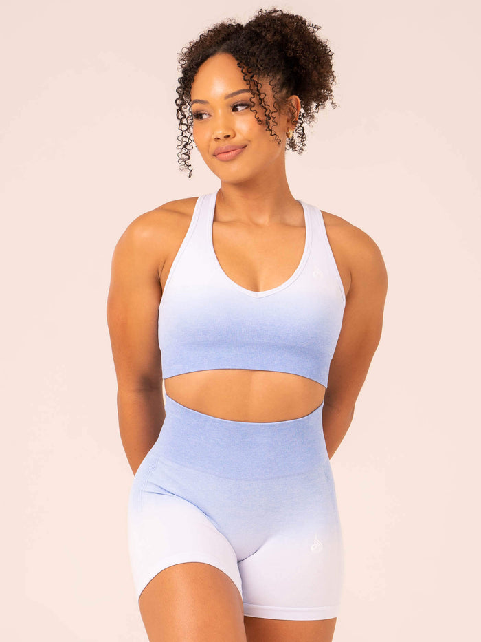 Ombre Seamless Sports Bra - Cornflower Blue Ombre Clothing Ryderwear