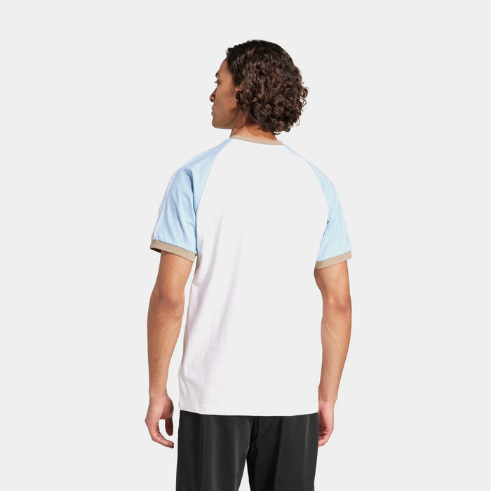 Original Cali 3 Stripes Mens Short Sleeve Shirt (White/Clear Sky/Blanch Cargo)