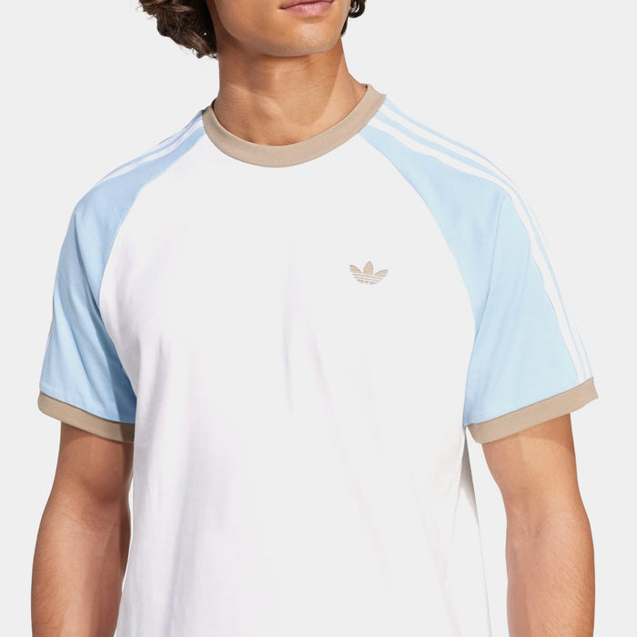 Original Cali 3 Stripes Mens Short Sleeve Shirt (White/Clear Sky/Blanch Cargo)