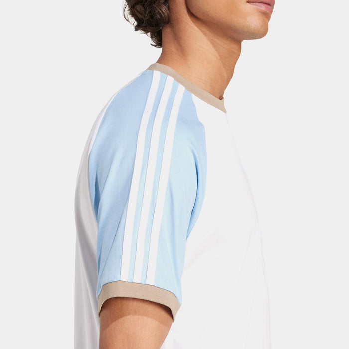 Original Cali 3 Stripes Mens Short Sleeve Shirt (White/Clear Sky/Blanch Cargo)