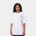 Oversized Have A Juicy Day Graphic Womens Short Sleeve Shirt (White/Black)