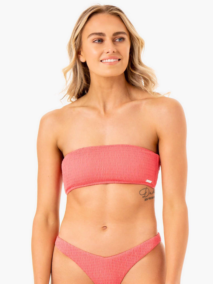 Paradise Bandeau Bikini Top - Coral Clothing Ryderwear