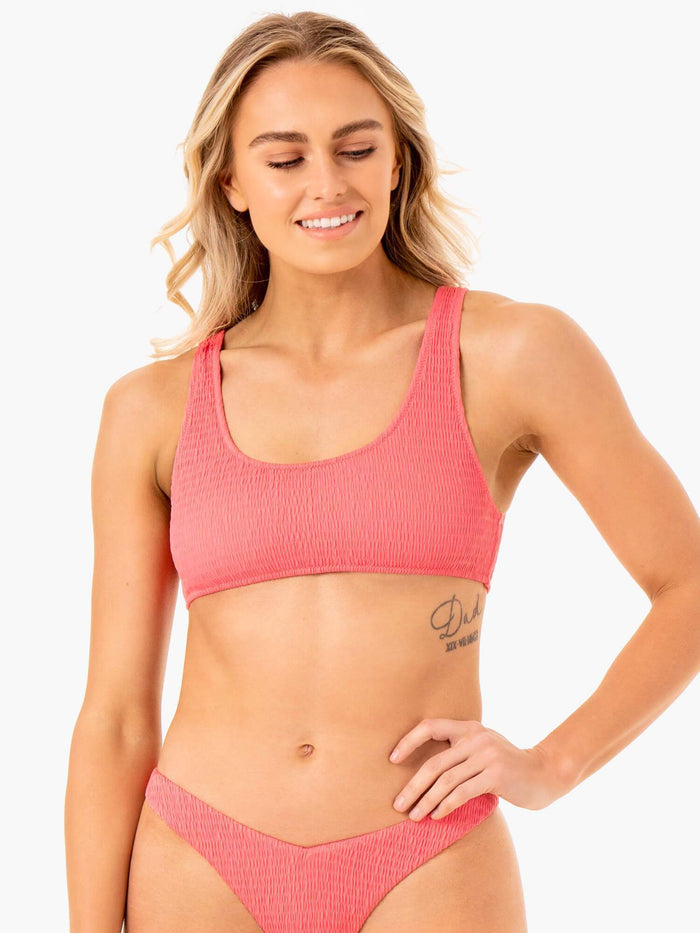 Paradise Scoop Bikini Top - Coral Clothing Ryderwear