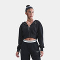 Phoenix Fleece Loose Full Zip Cropped Womens Hoodie (Black/Sail)