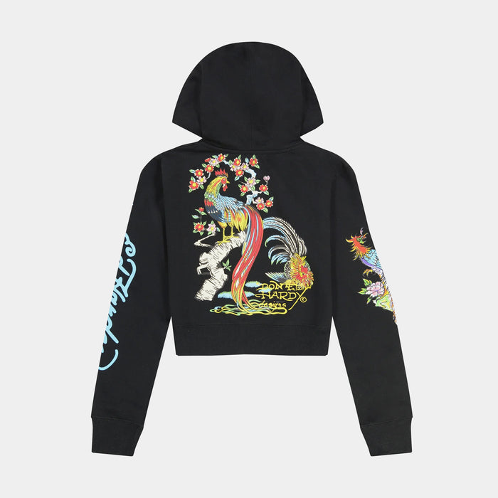 Phoenix Y2K Full Zip Womens Hoodie (Black/Blue)