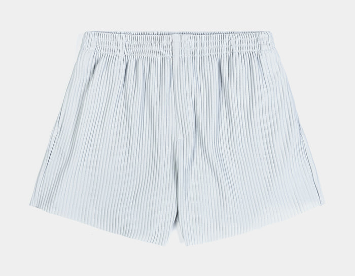 Pleated Fleece Womens Shorts (Blue)
