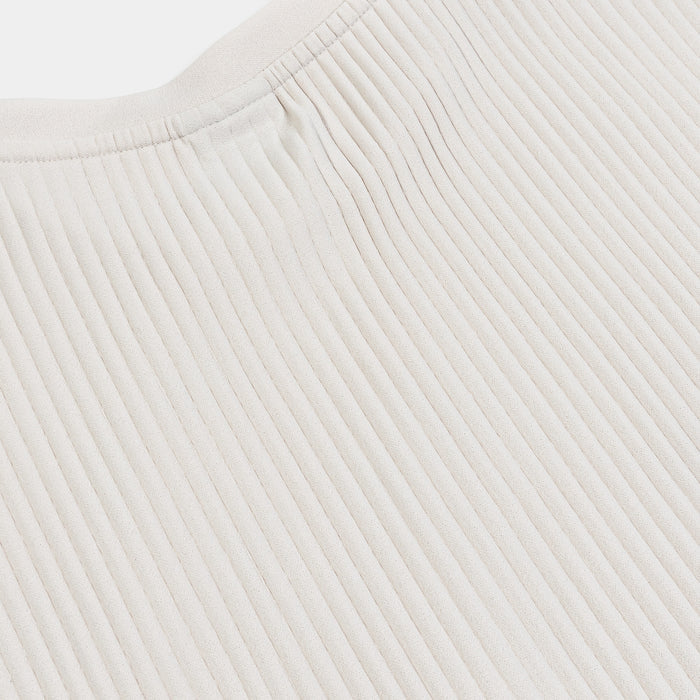 Pleated Knit Mens Short Sleeve Shirt (Cream)