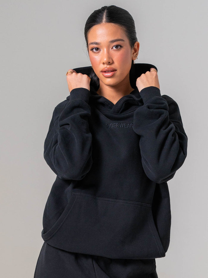 Plush Hoodie - Black Clothing Ryderwear