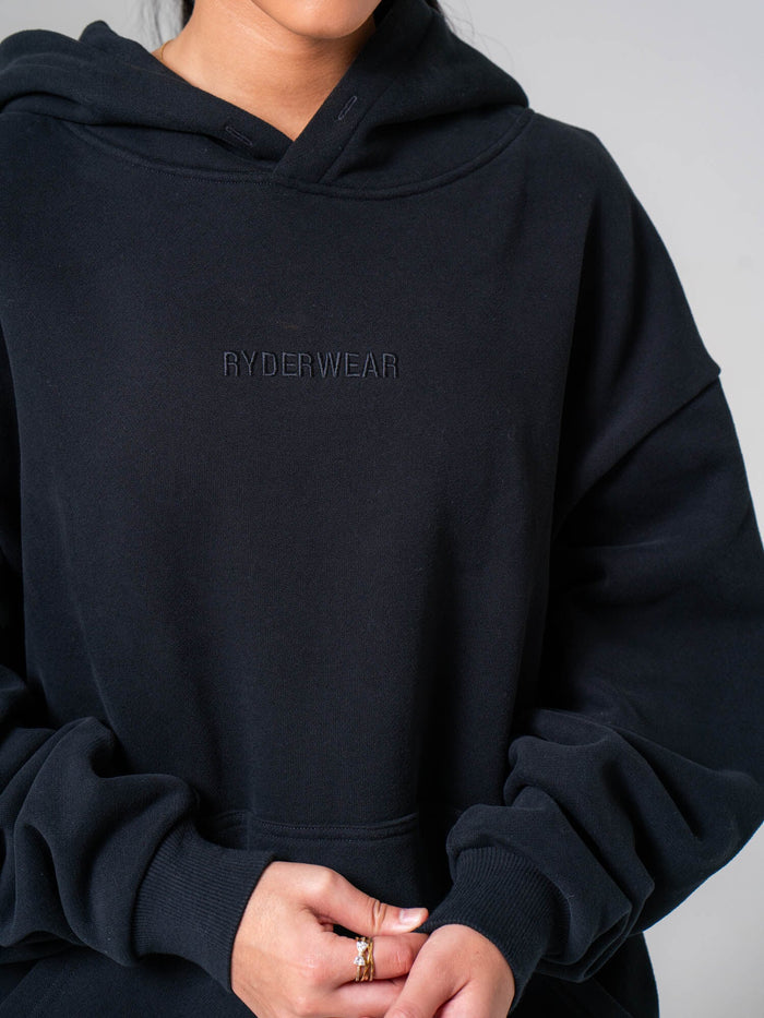 Plush Hoodie - Black Clothing Ryderwear