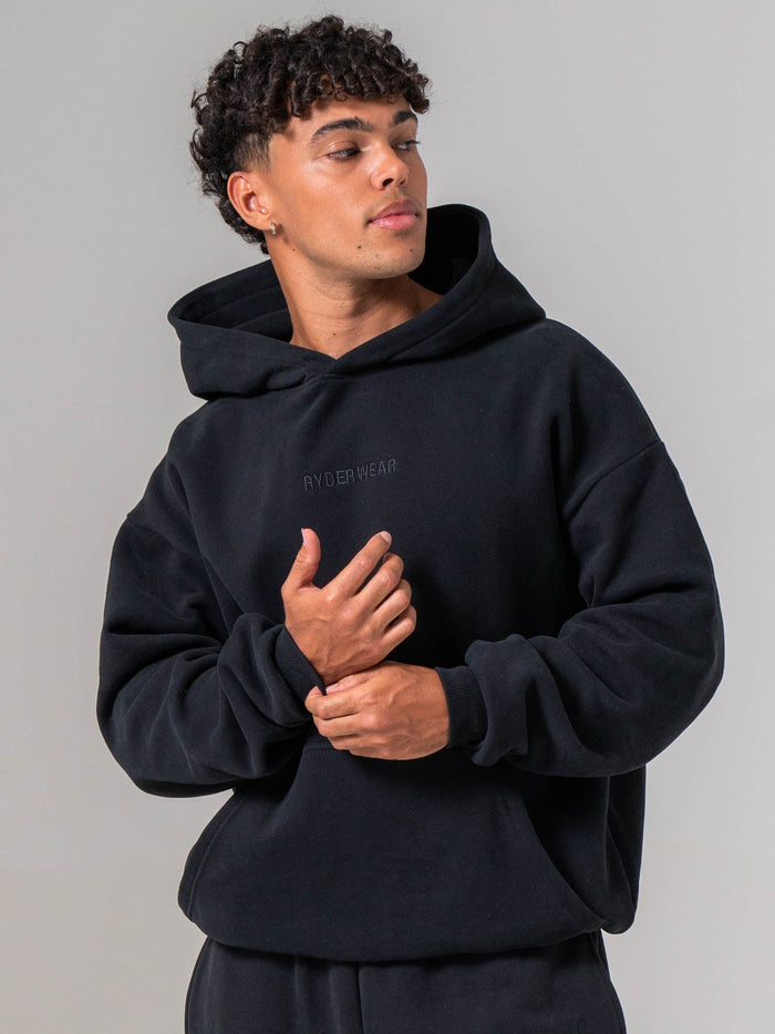 Plush Hoodie - Black Clothing Ryderwear