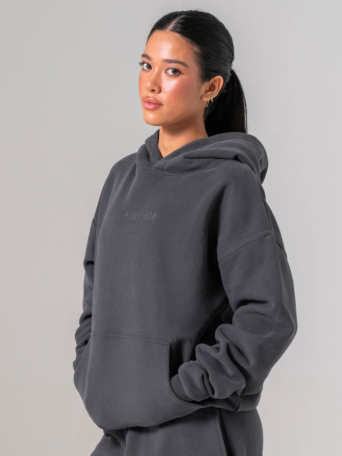 Plush Hoodie - Charcoal Clothing Ryderwear