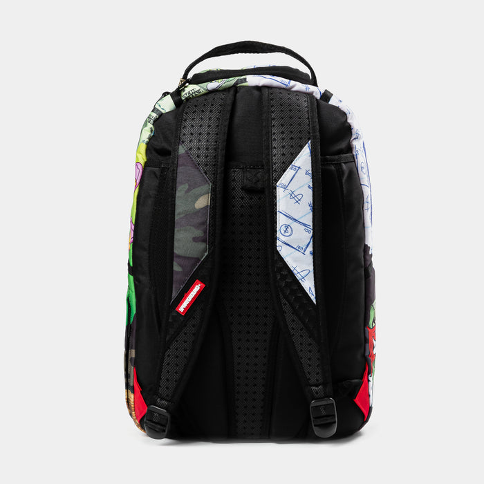 Pure Gold  Money Collage Mens Backpack (White/Multi)