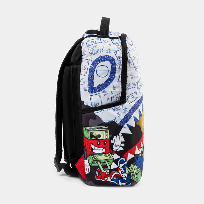 Pure Gold  Money Collage Mens Backpack (White/Multi)