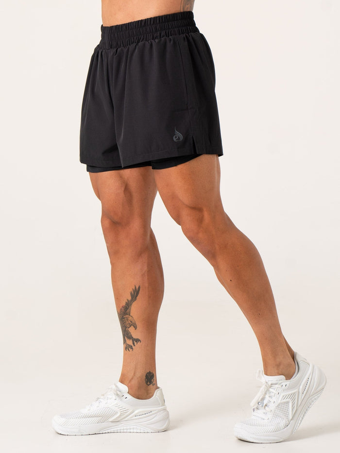 Pursuit 2 In 1 Training Shorts - Black Clothing Ryderwear