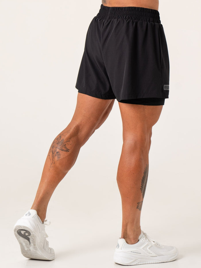 Pursuit 2 In 1 Training Shorts - Black Clothing Ryderwear