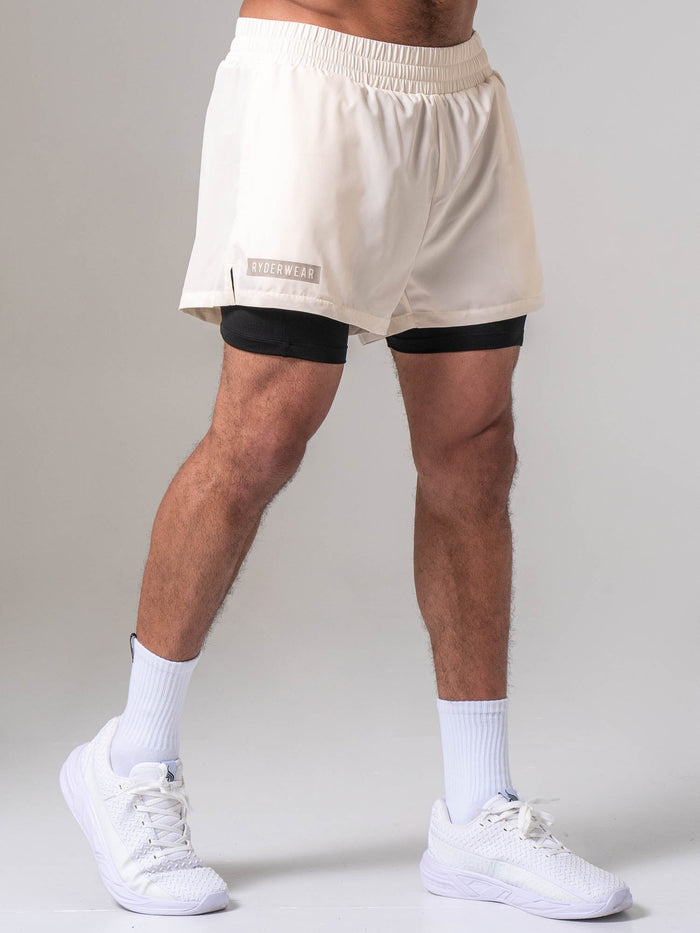 Pursuit 2 In 1 Training Shorts - Chalk Clothing Ryderwear