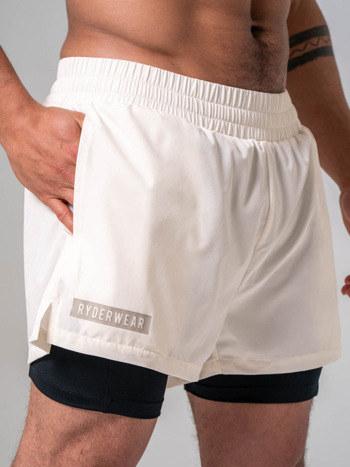 Pursuit 2 In 1 Training Shorts - Chalk Clothing Ryderwear