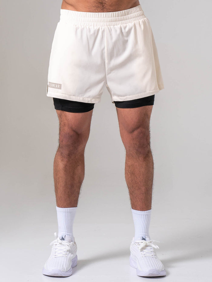 Pursuit 2 In 1 Training Shorts - Chalk Clothing Ryderwear