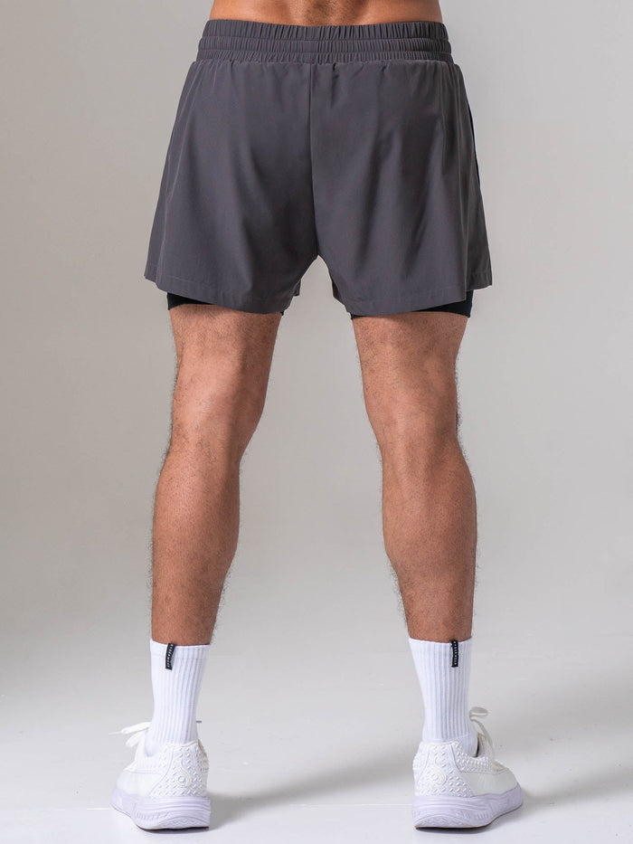 Pursuit 2 In 1 Training Shorts - Charcoal Clothing Ryderwear