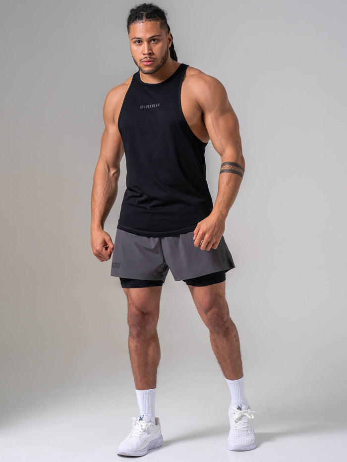 Pursuit 2 In 1 Training Shorts - Charcoal Clothing Ryderwear