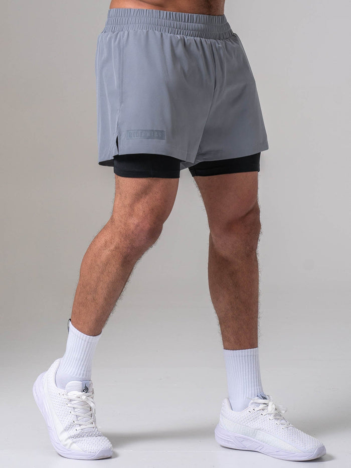 Pursuit 2 In 1 Training Shorts - Steel Blue Clothing Ryderwear