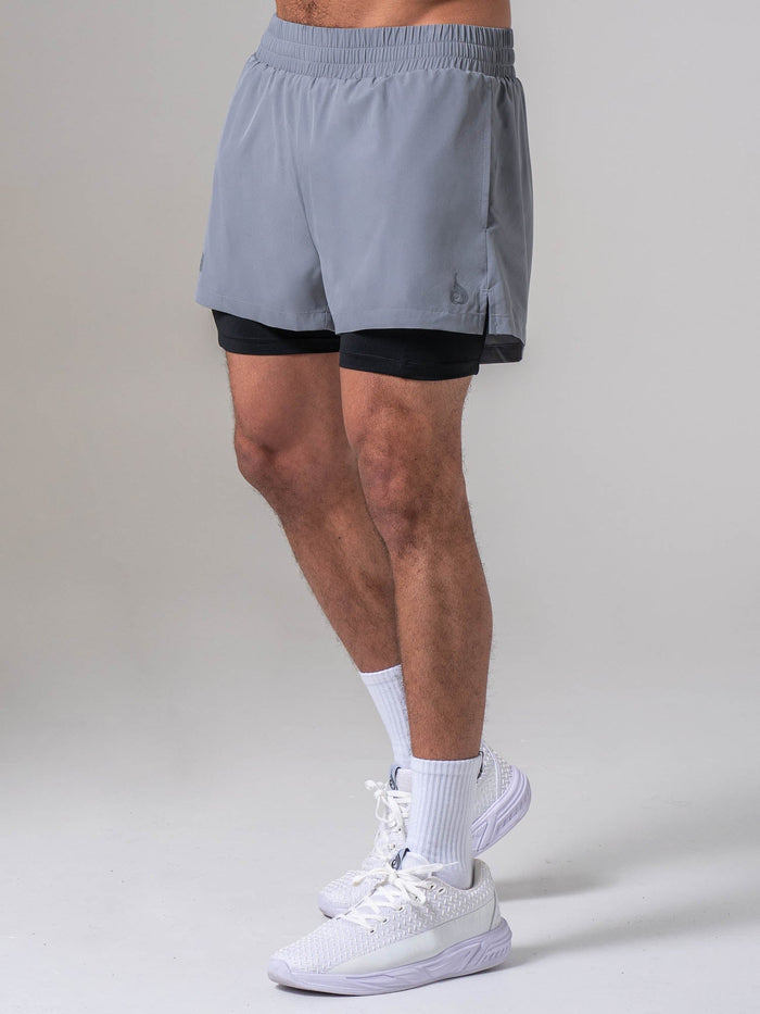 Pursuit 2 In 1 Training Shorts - Steel Blue Clothing Ryderwear