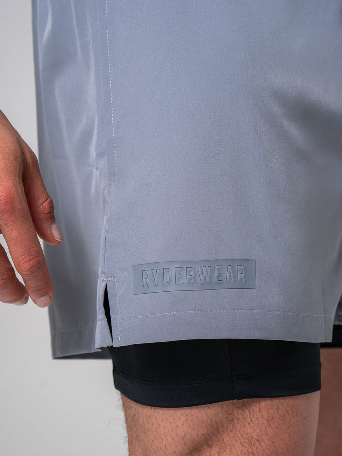 Pursuit 2 In 1 Training Shorts - Steel Blue Clothing Ryderwear
