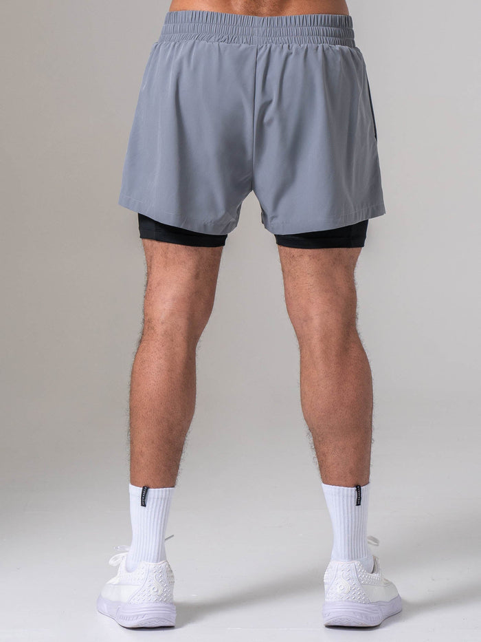 Pursuit 2 In 1 Training Shorts - Steel Blue Clothing Ryderwear