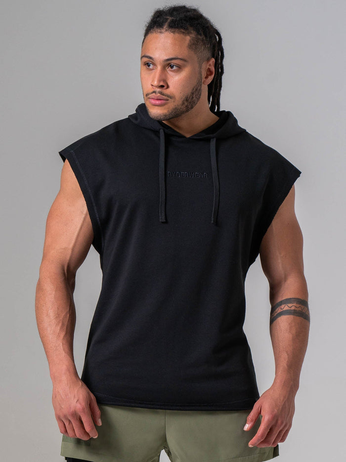 Pursuit Fleece Sleeveless Hoodie - Black Clothing Ryderwear