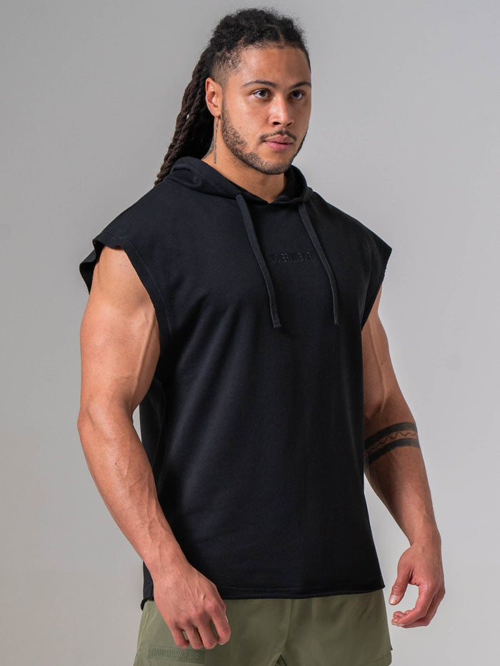 Pursuit Fleece Sleeveless Hoodie - Black Clothing Ryderwear