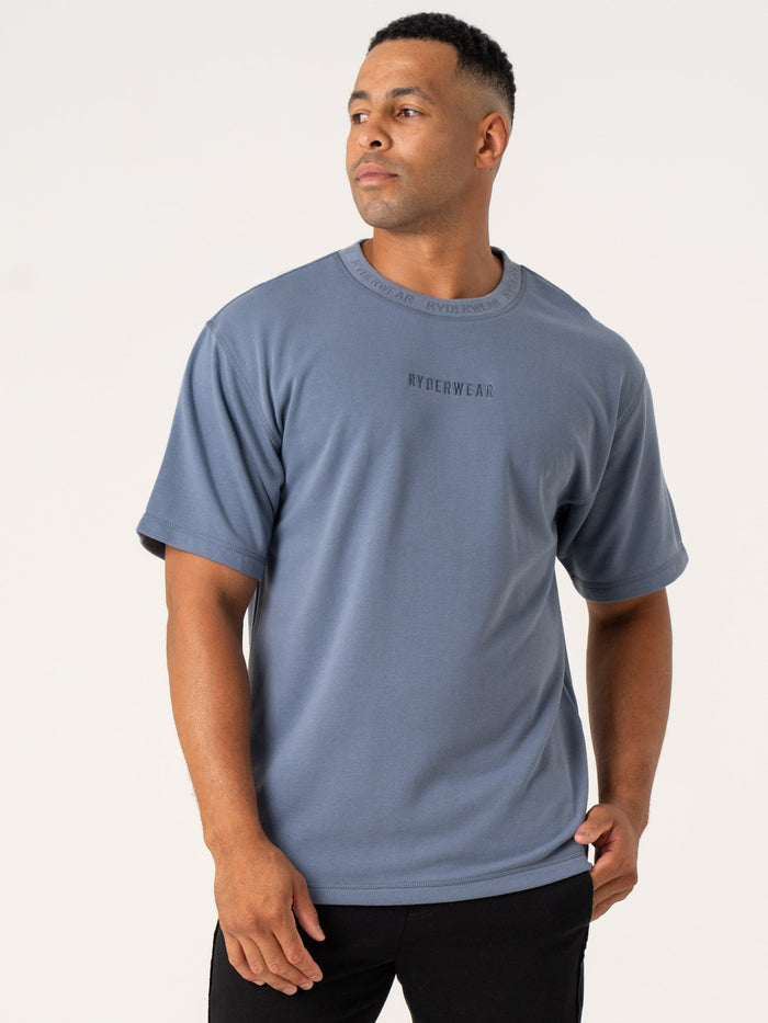 Pursuit Fleece T-Shirt - Denim Blue Clothing Ryderwear
