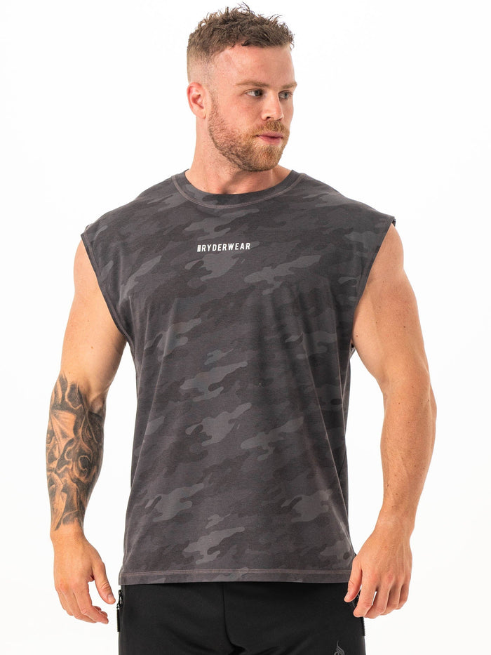 Pursuit Muscle Tank - Black Camo Clothing Ryderwear