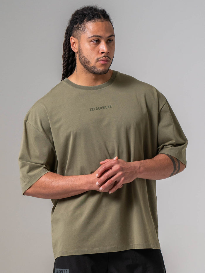 Pursuit Oversized T-shirt - Khaki Clothing Ryderwear